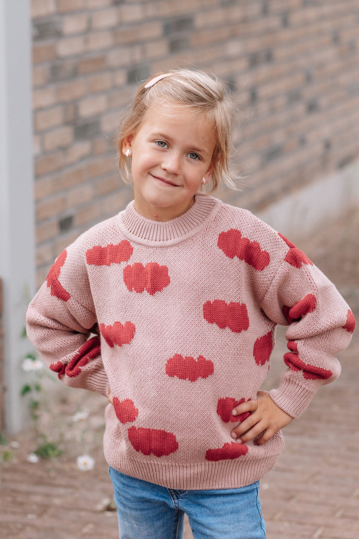 PLAY UP gebreide trui meisje Malva (roze en rood)