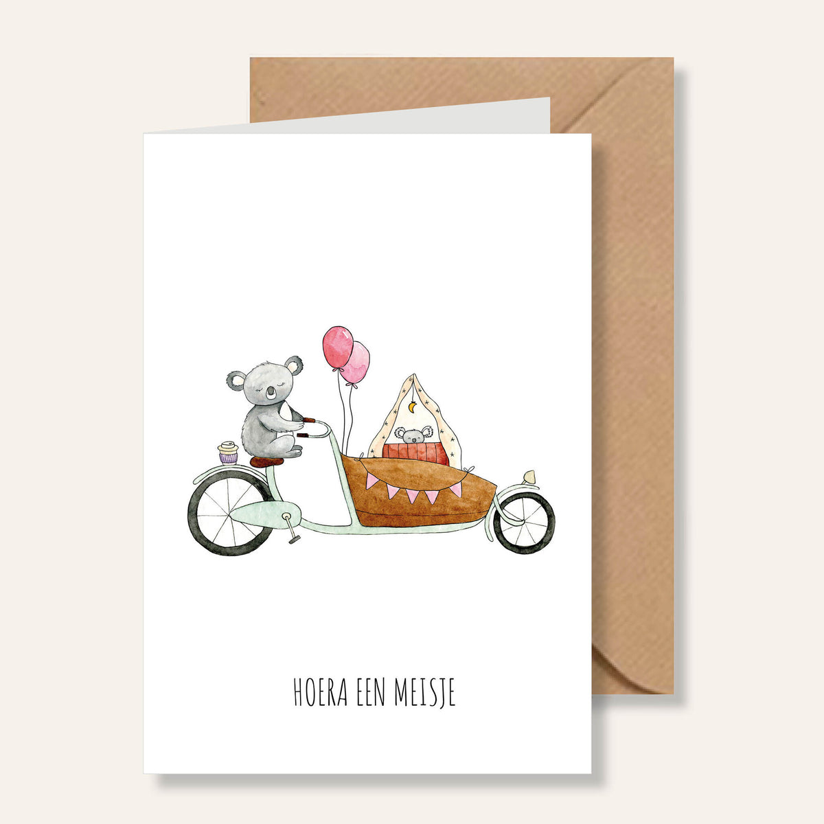 Juulz kaartje | Bakfiets hoera een meisje