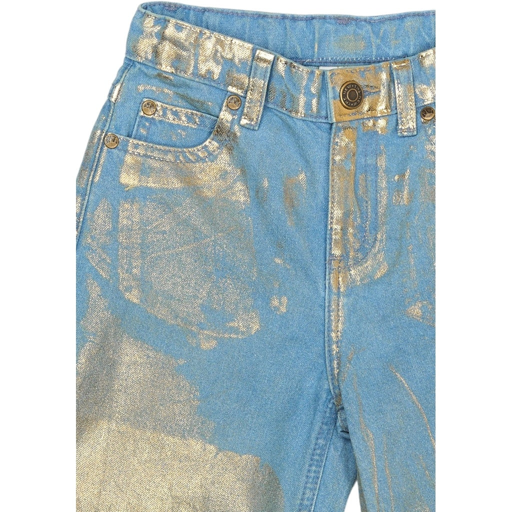 The New spijkerbroek kind Rosanna Wide Fit Jeans (blauw en goud)