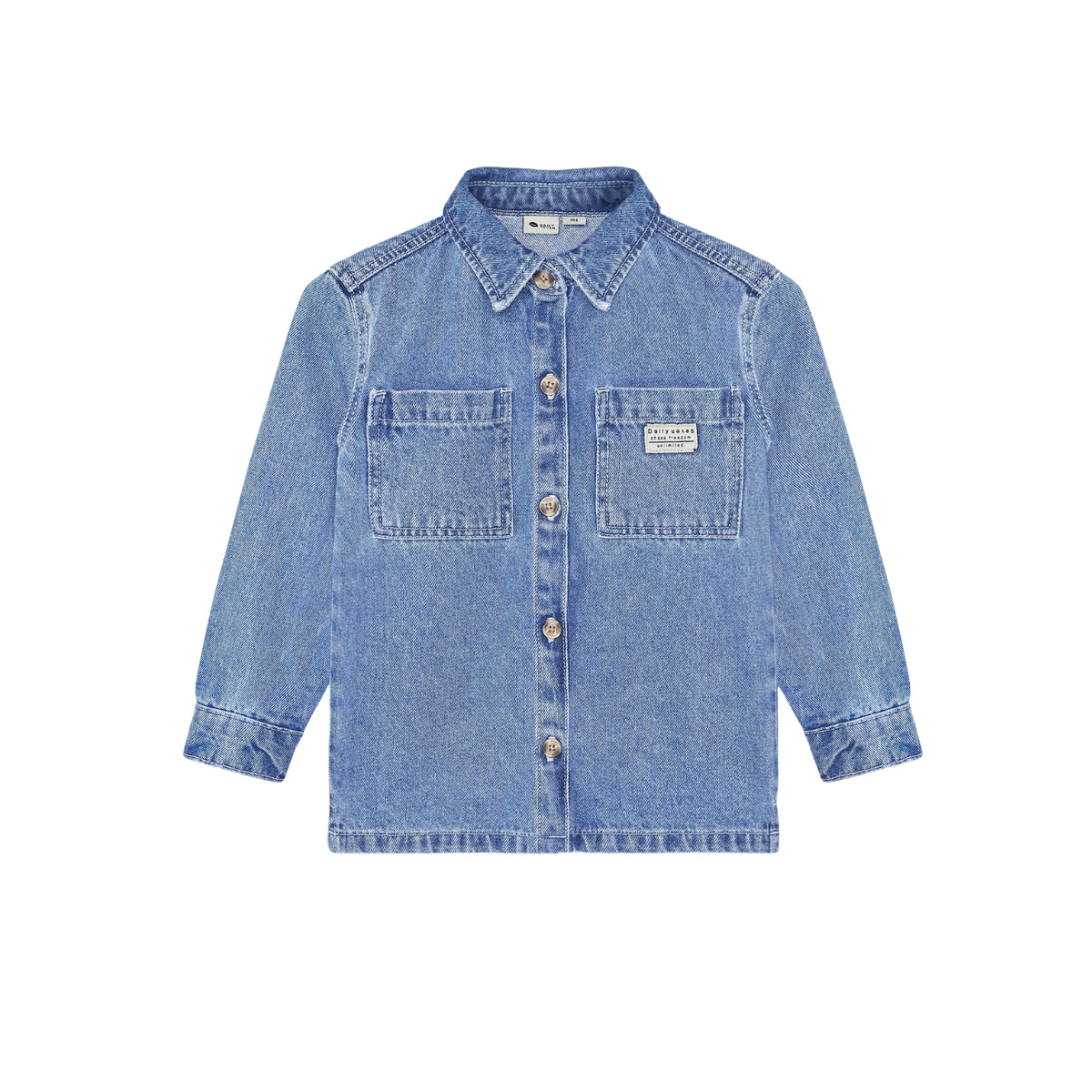 Daily7 denim overhemd jongen longsleeve Medium Denim (middelblauw denim)