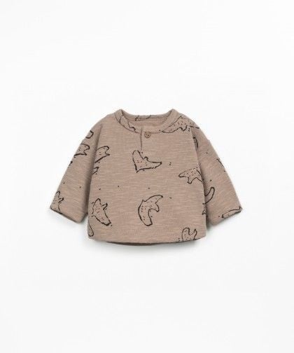 PLAY UP rib T-shirt jongen met print (beige)