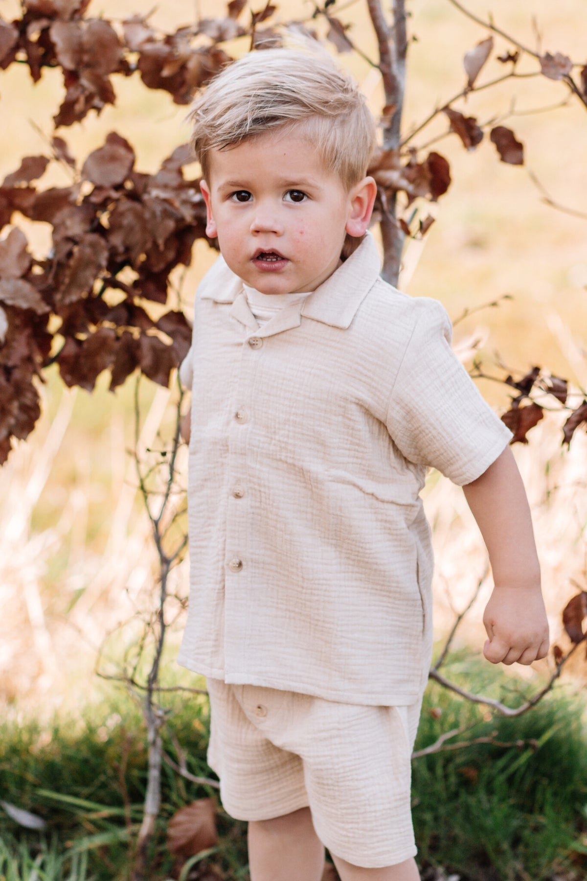 Huttelihut shirt jongen SS Muslin Irish Cream crème