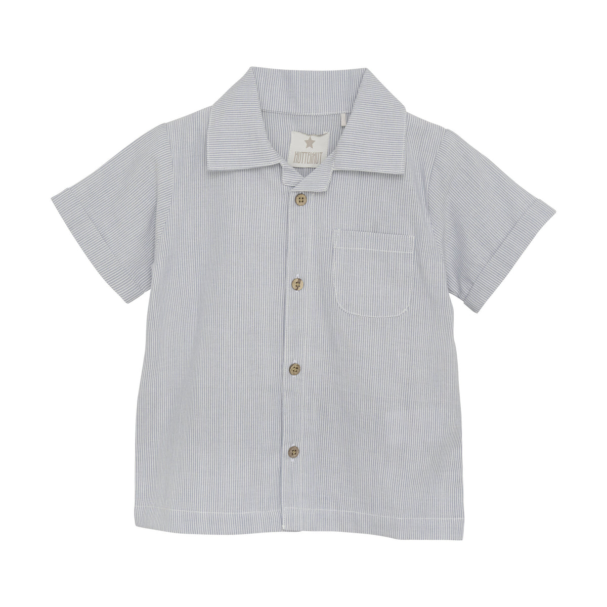 Huttelihut shirt jongen SS Woven Stripe Citadel grijsblauw