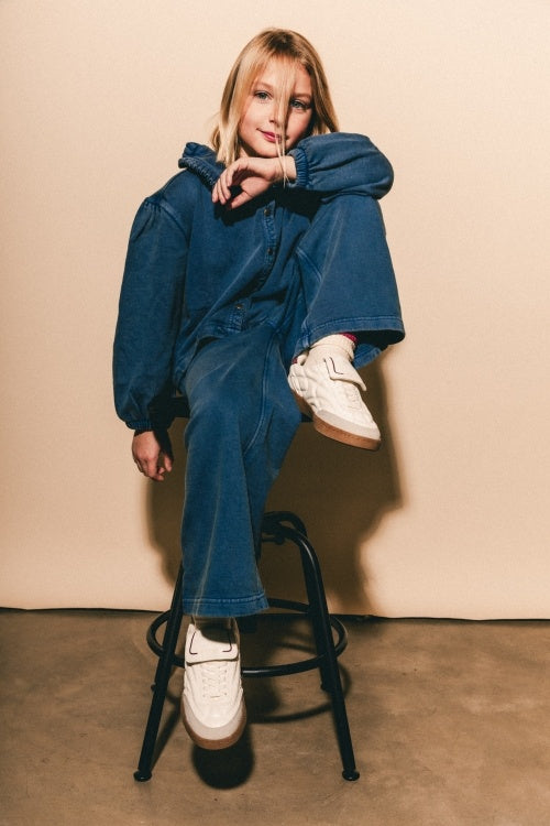 LABO DE COLORES lange broek meisje Dori Blue Denim blauw