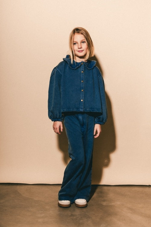 LABO DE COLORES lange broek meisje Dori Blue Denim blauw