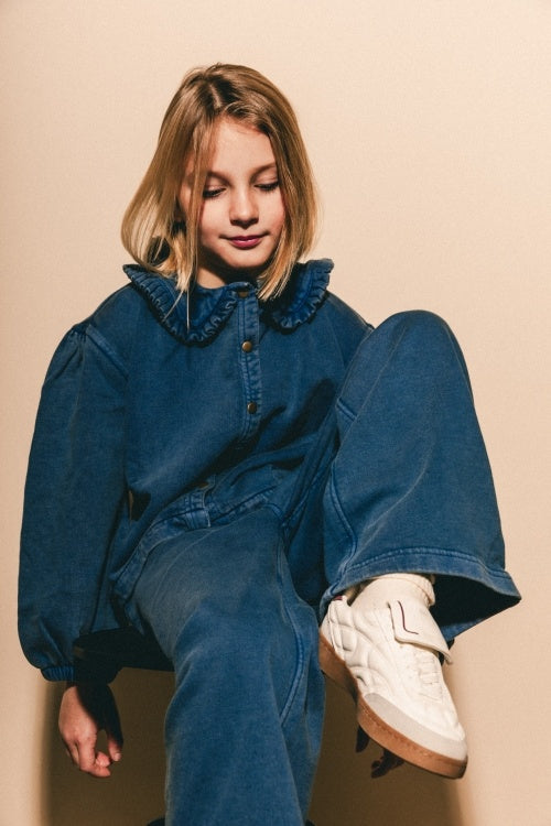 LABO DE COLORES lange broek meisje Dori Blue Denim blauw