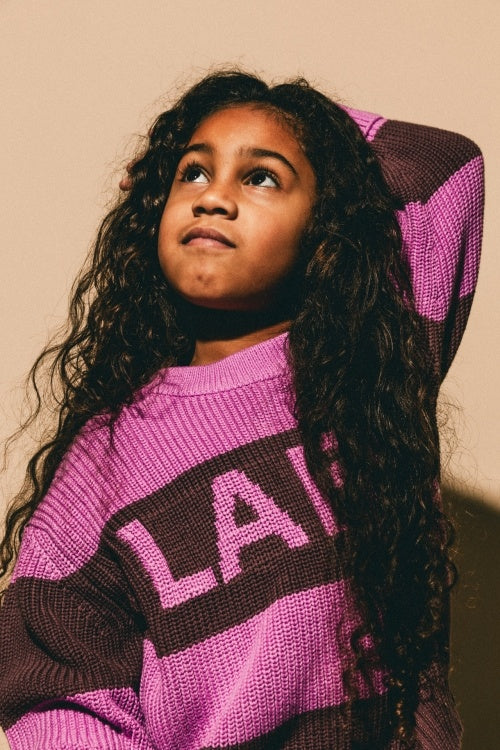 LABO DE COLORES gebreide sweater meisje Rhone Pink Stripe AOP roze