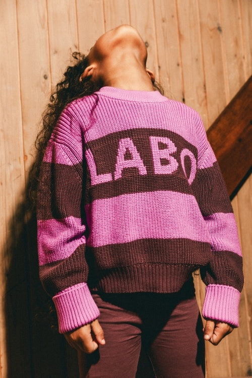 LABO DE COLORES gebreide sweater meisje Rhone Pink Stripe AOP roze
