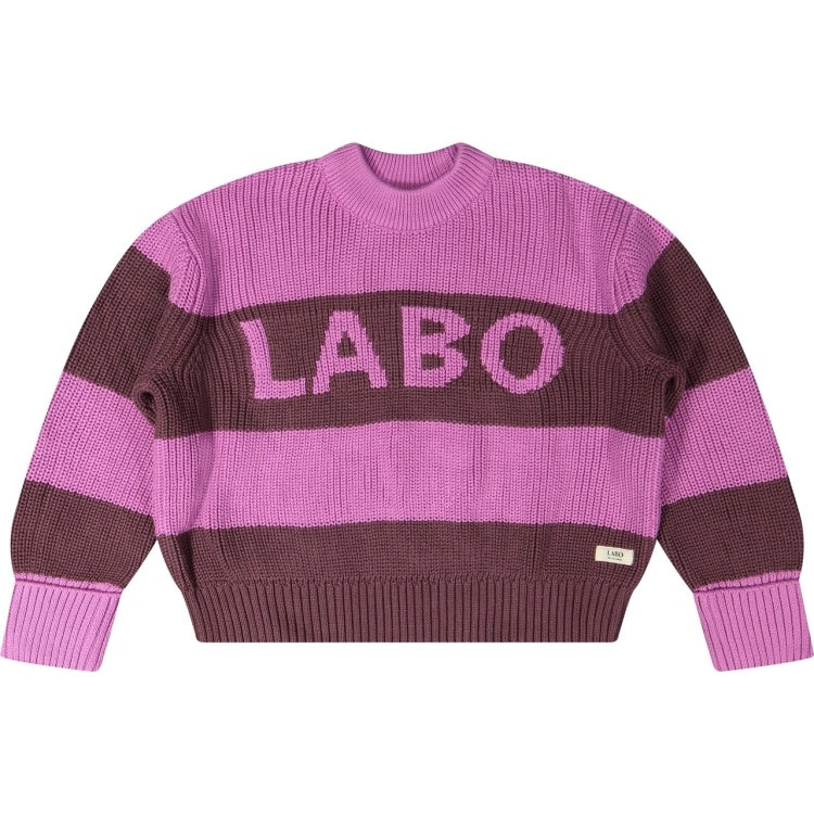 LABO DE COLORES gebreide sweater meisje Rhone Pink Stripe AOP roze