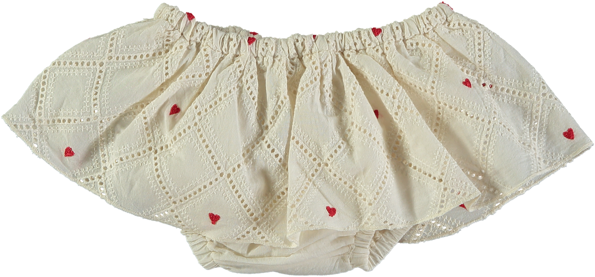 Pequeno tocon | Heart Bloomer/ Skirt | Ecru