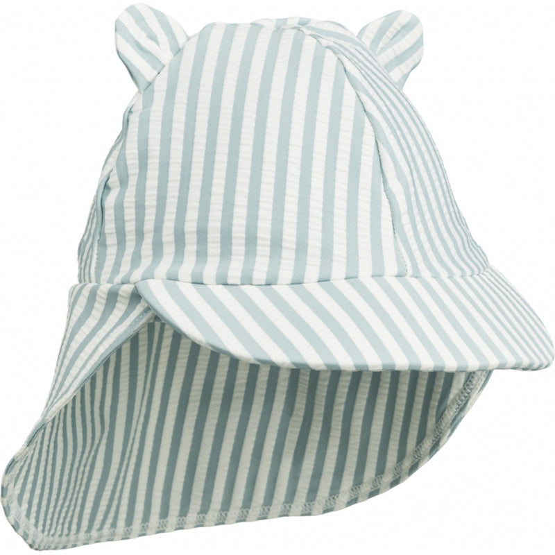 LIEWOOD zonnehoedje Senia Seersucker gestreept Sea Blue White blauw