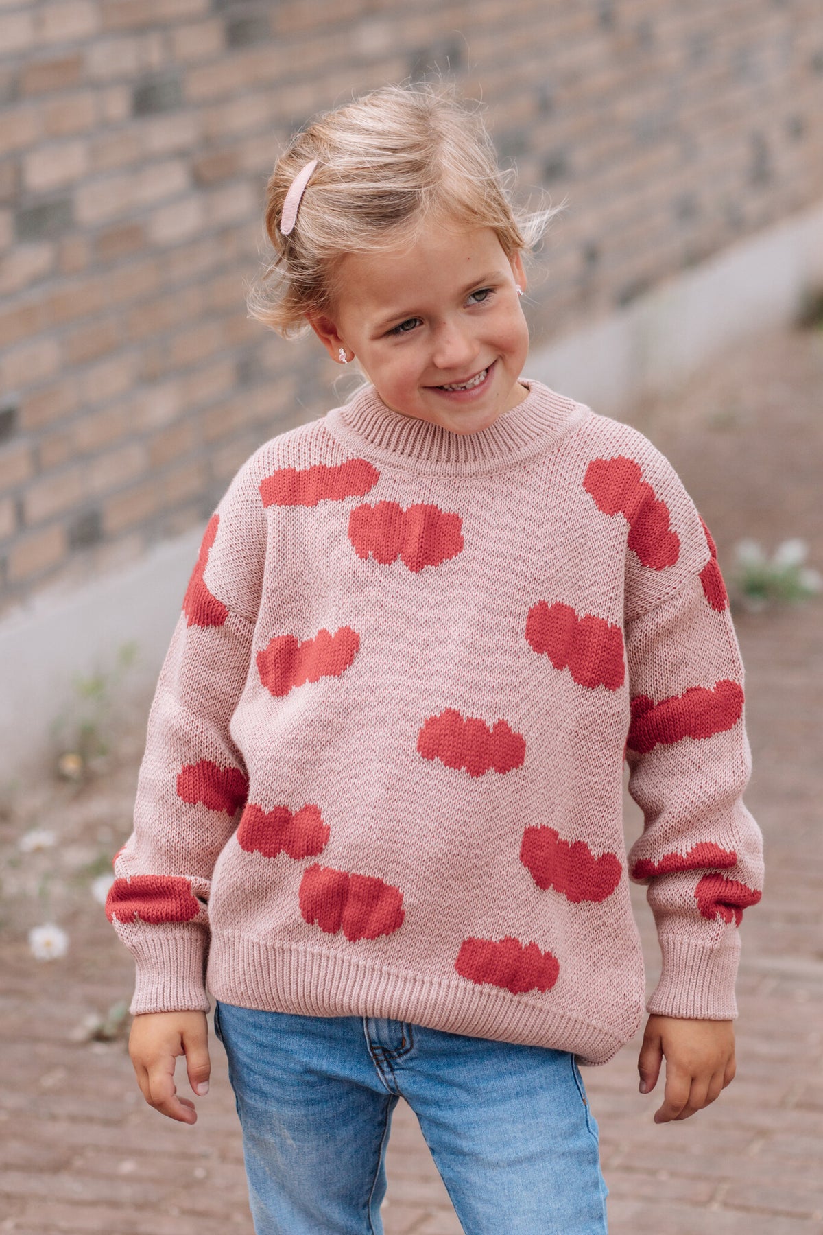 PLAY UP gebreide trui meisje Malva (roze en rood)