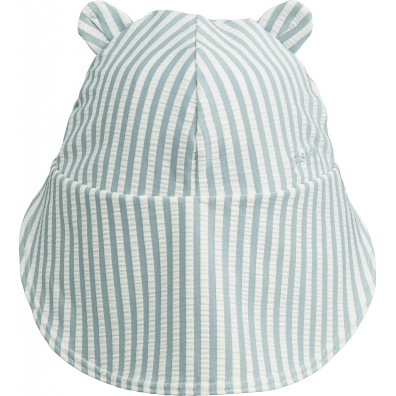 LIEWOOD zonnehoedje Senia Seersucker gestreept Sea Blue White blauw