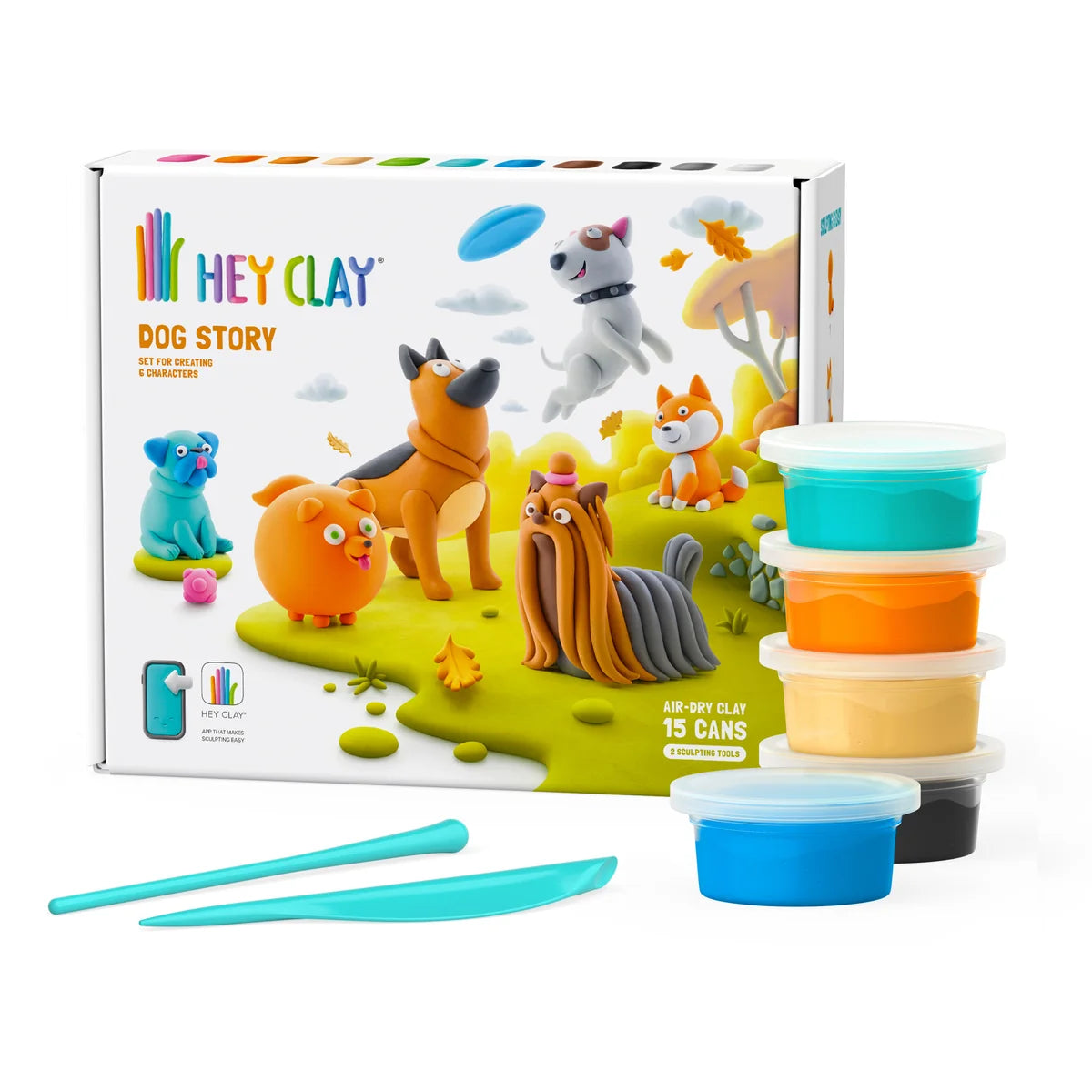 HeyClay Dog Story – maak de leukste honden met 15 potjes klei!