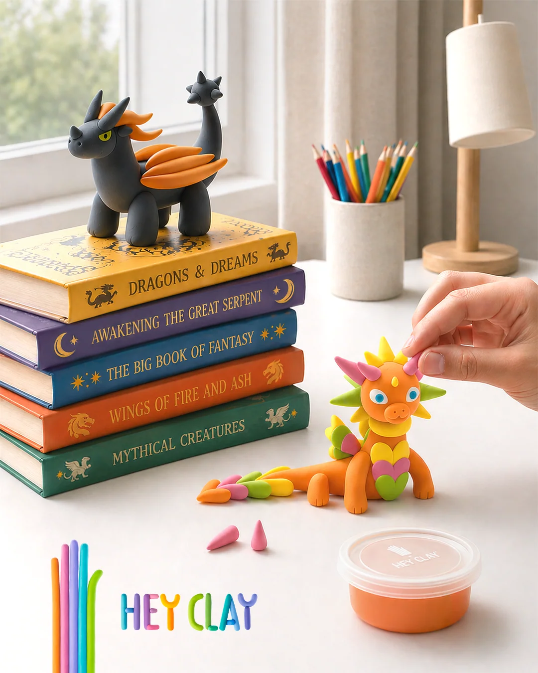 HeyClay Dragon Island – maak je eigen magische drakenwereld met 15 potjes klei!