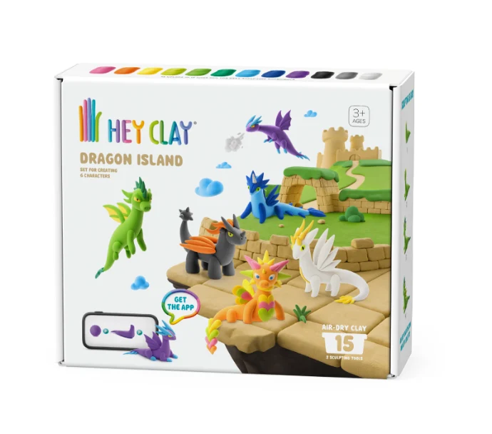 HeyClay Dragon Island – maak je eigen magische drakenwereld met 15 potjes klei!
