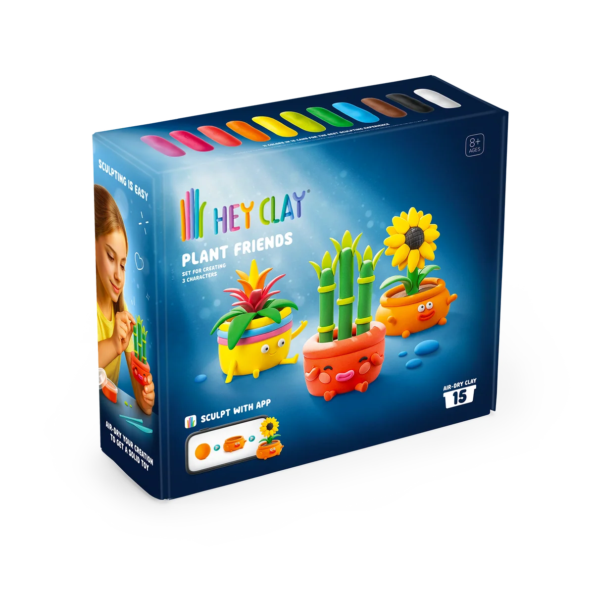 HeyClay Plant Friends – maak je eigen vrolijke plantenvriendjes met 15 potjes klei!