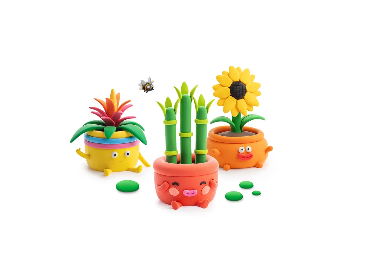 HeyClay Plant Friends – maak je eigen vrolijke plantenvriendjes met 15 potjes klei!