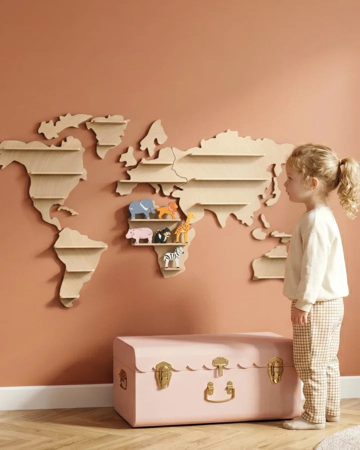 Speedy Monkey houten wereldkaart met dieren – ontdekken en spelen