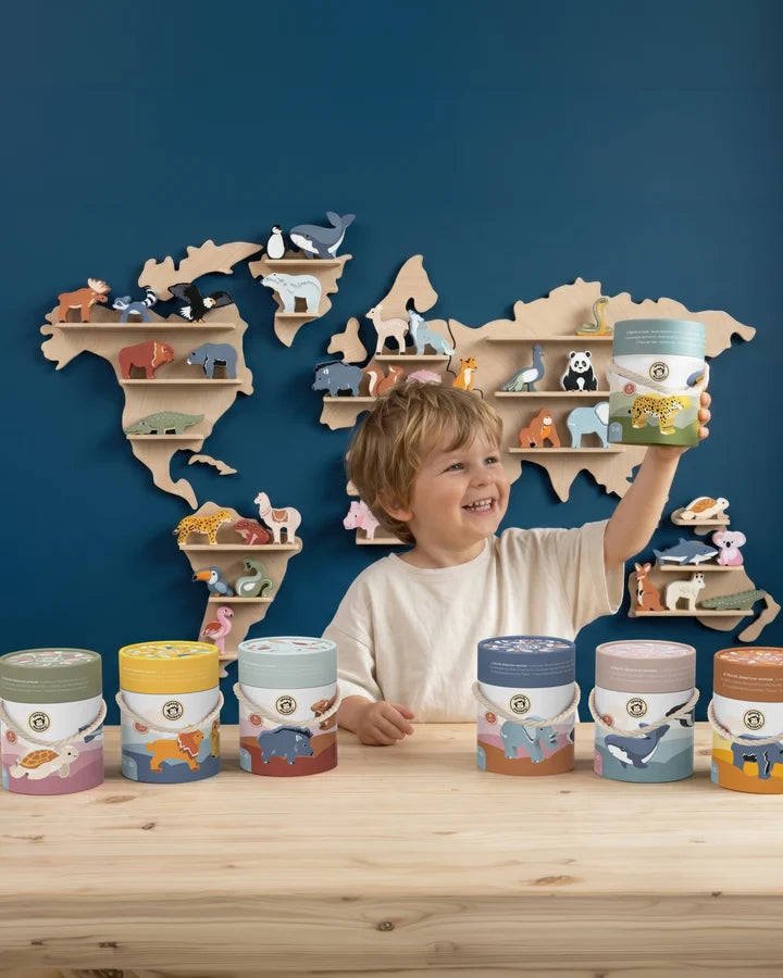 Speedy Monkey houten wereldkaart met dieren – ontdekken en spelen