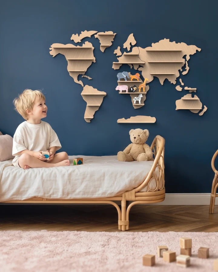 Speedy Monkey houten wereldkaart met dieren – ontdekken en spelen