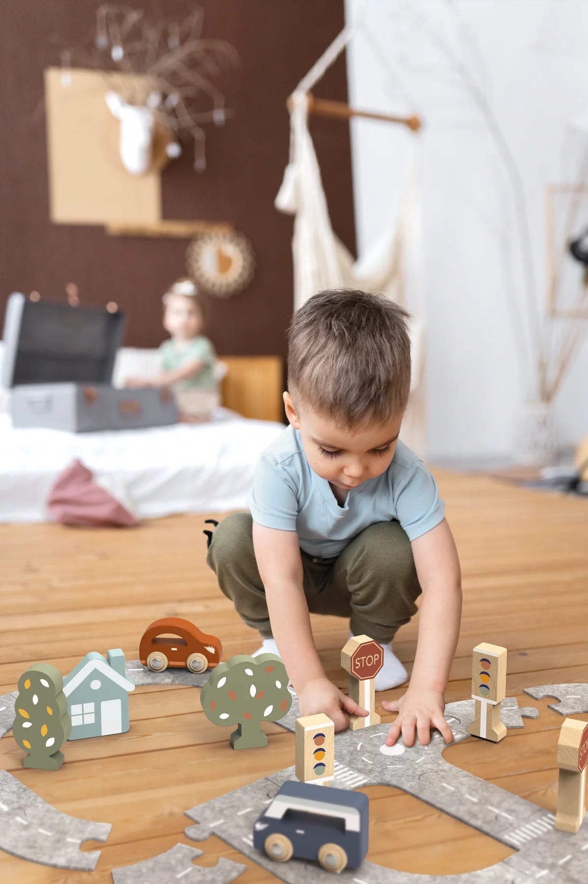 Speedy Monkey Autobaan Puzzel – Bouw Je Eigen Autobaan met 2 Auto's | Vanaf 3 Jaar