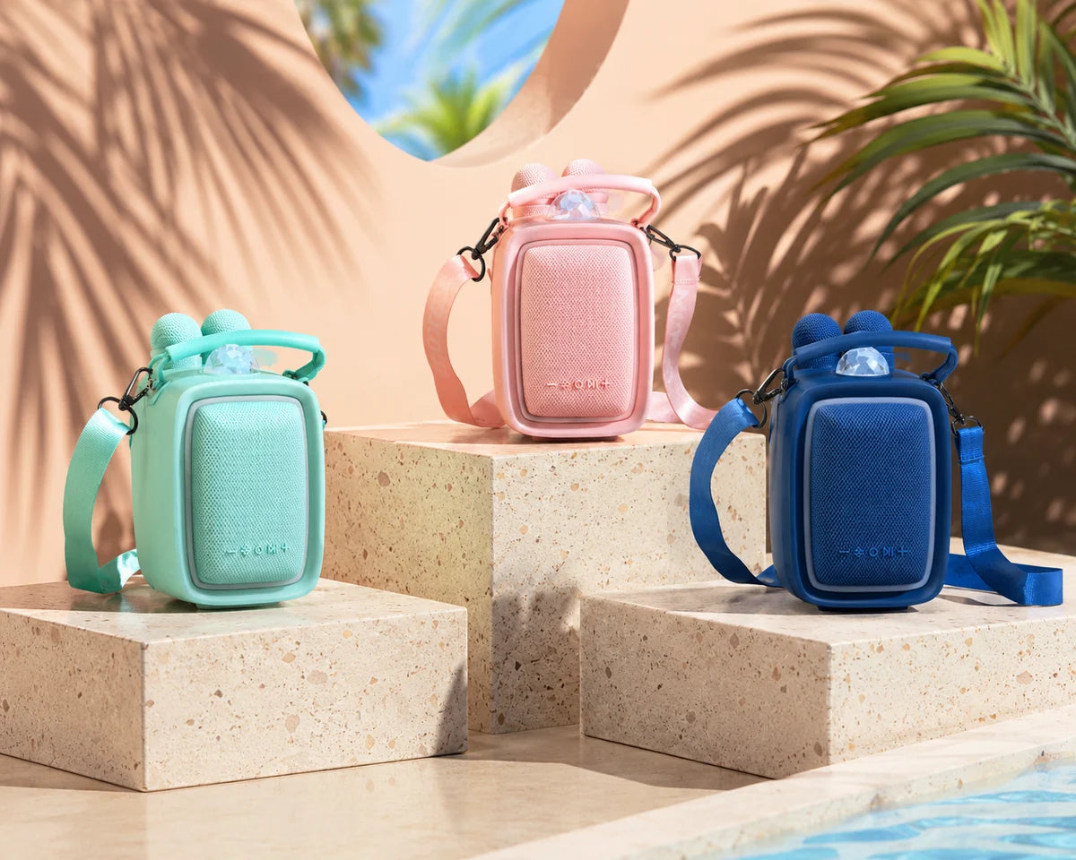 MOB Singy Party roze – karaokeset met microfoons, Bluetooth speaker en discolicht