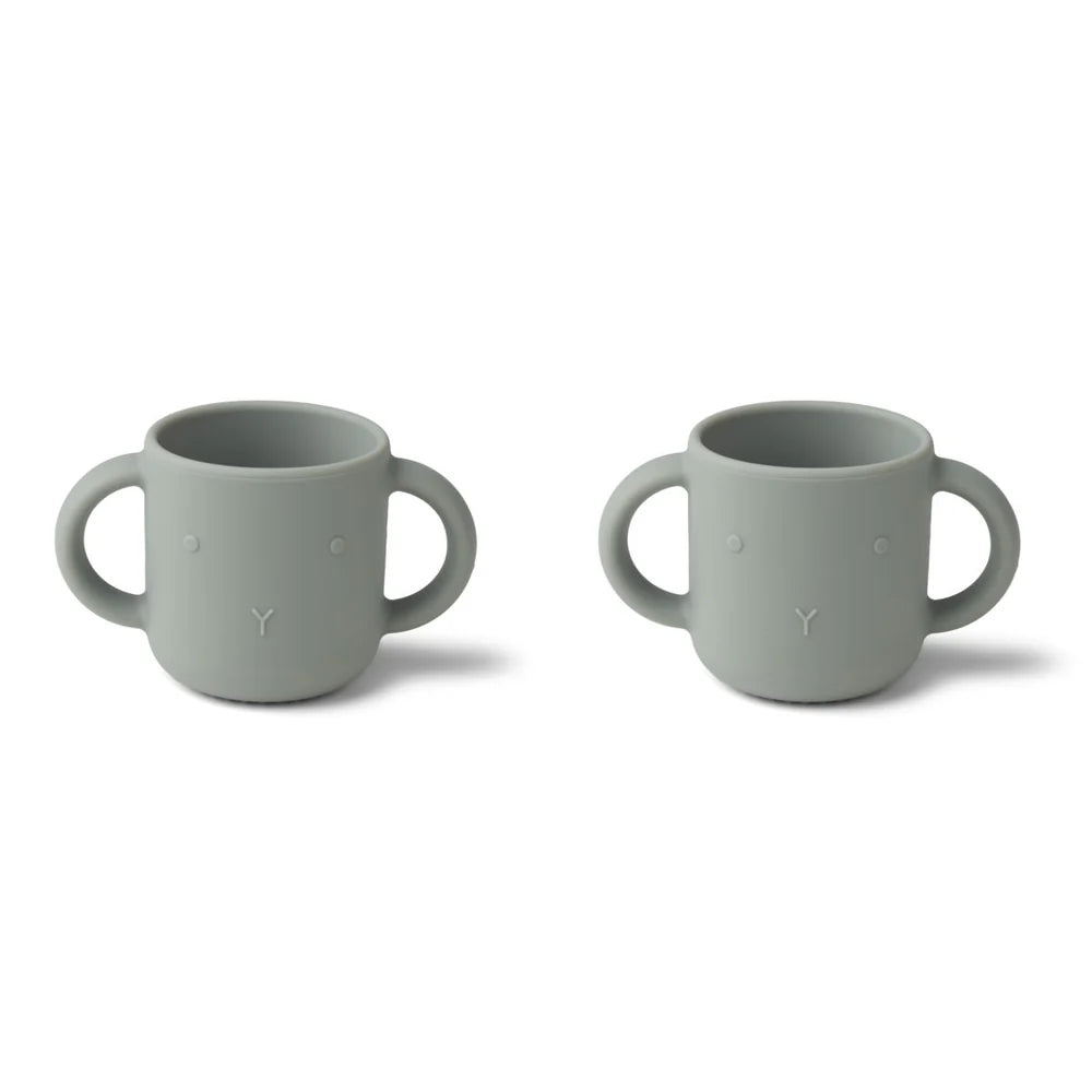 LIEWOOD Gene siliconen bekers 2-pack Rabbit Dove Blue / Konijn Duifblauw drinkbekers