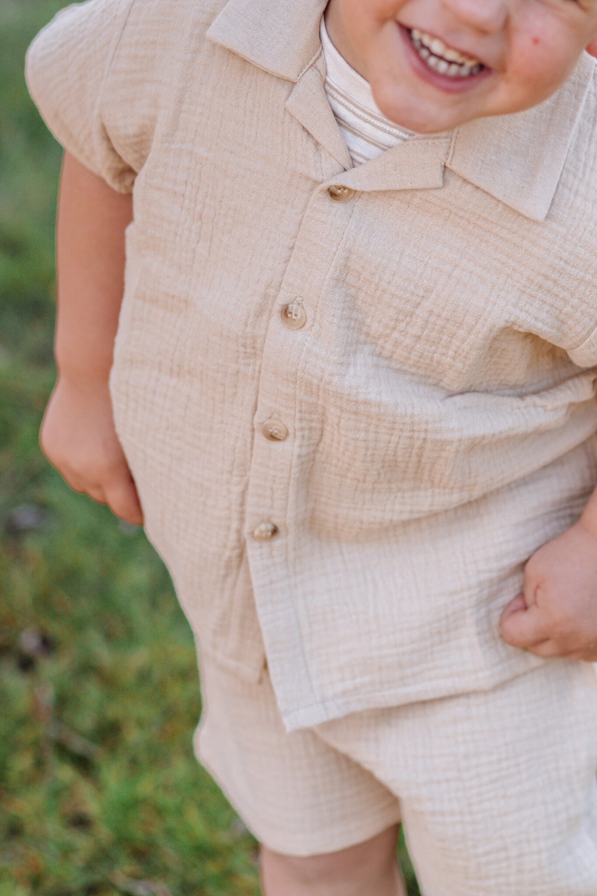 Huttelihut shirt jongen SS Muslin Irish Cream crème