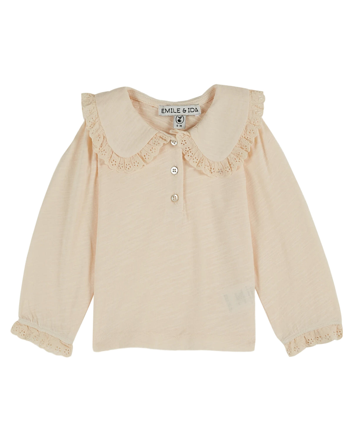 Embroidered Slub Jersey | Blouse | Creme