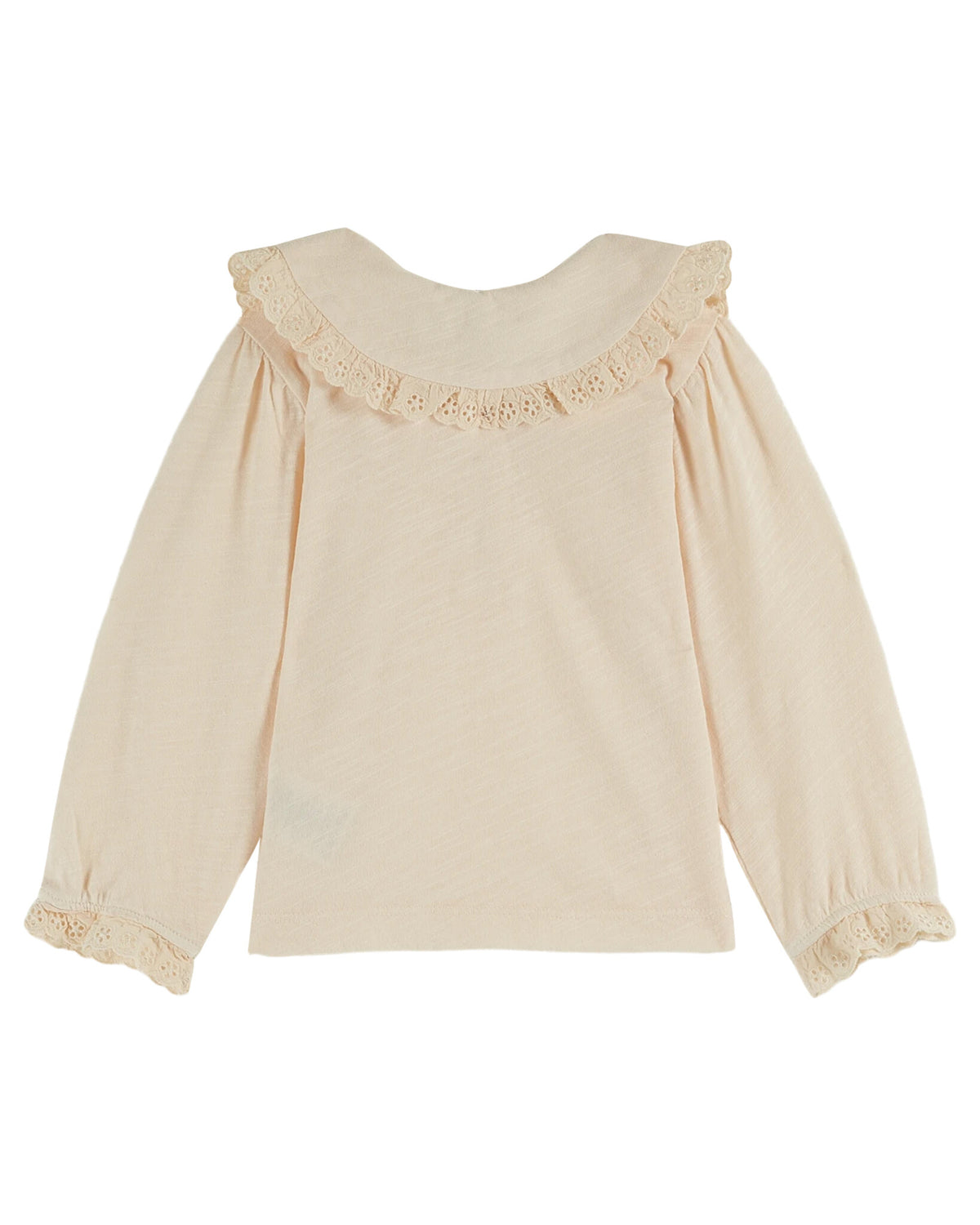 Embroidered Slub Jersey | Blouse | Creme