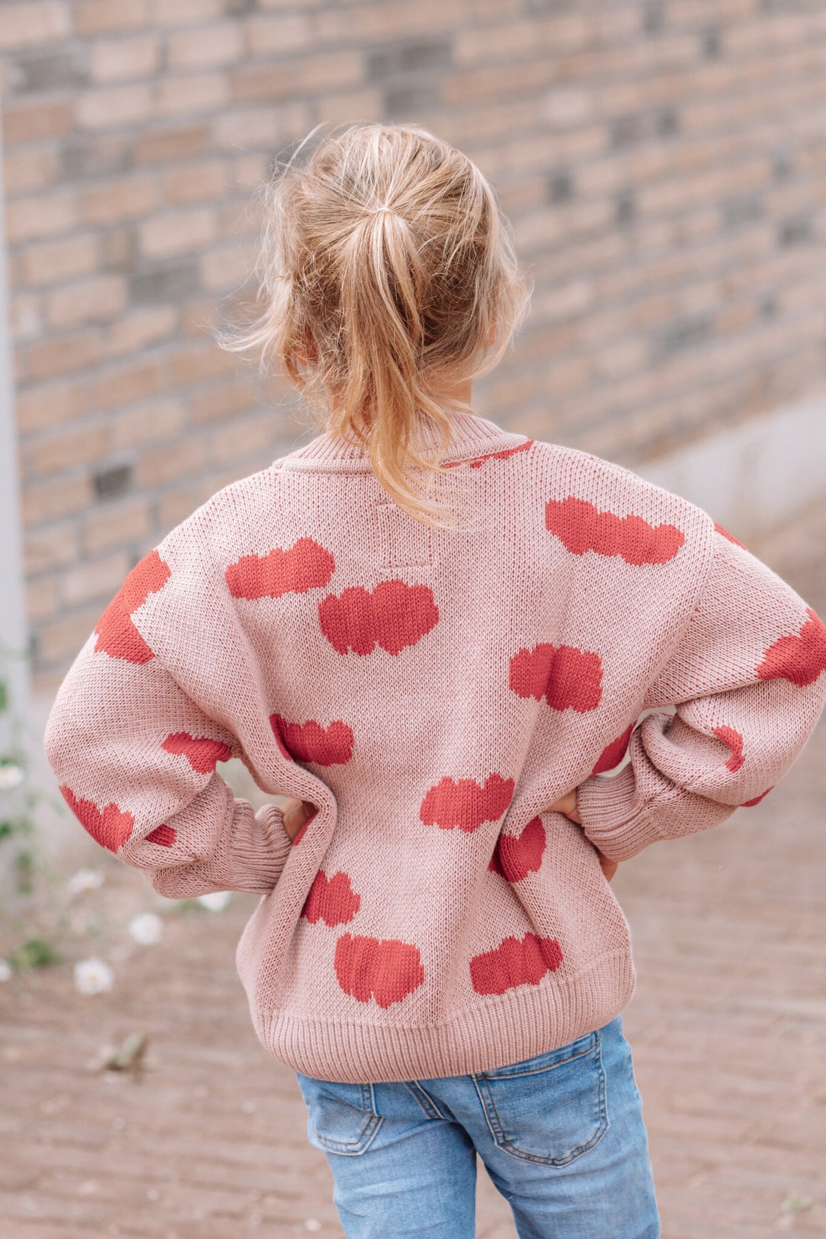 PLAY UP gebreide trui meisje Malva (roze en rood)