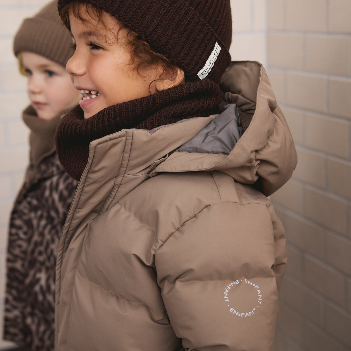 EN FANT winterjas kind Quilt AOP Coffee Bean (donkerbruin)