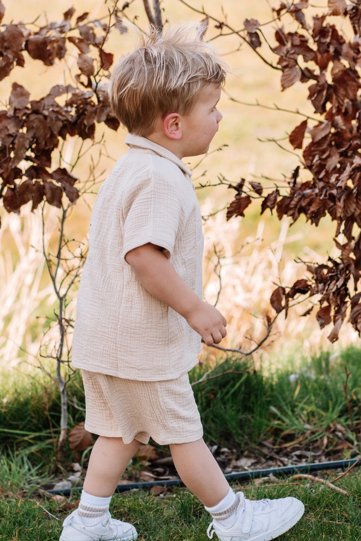 Huttelihut shirt jongen SS Muslin Irish Cream crème