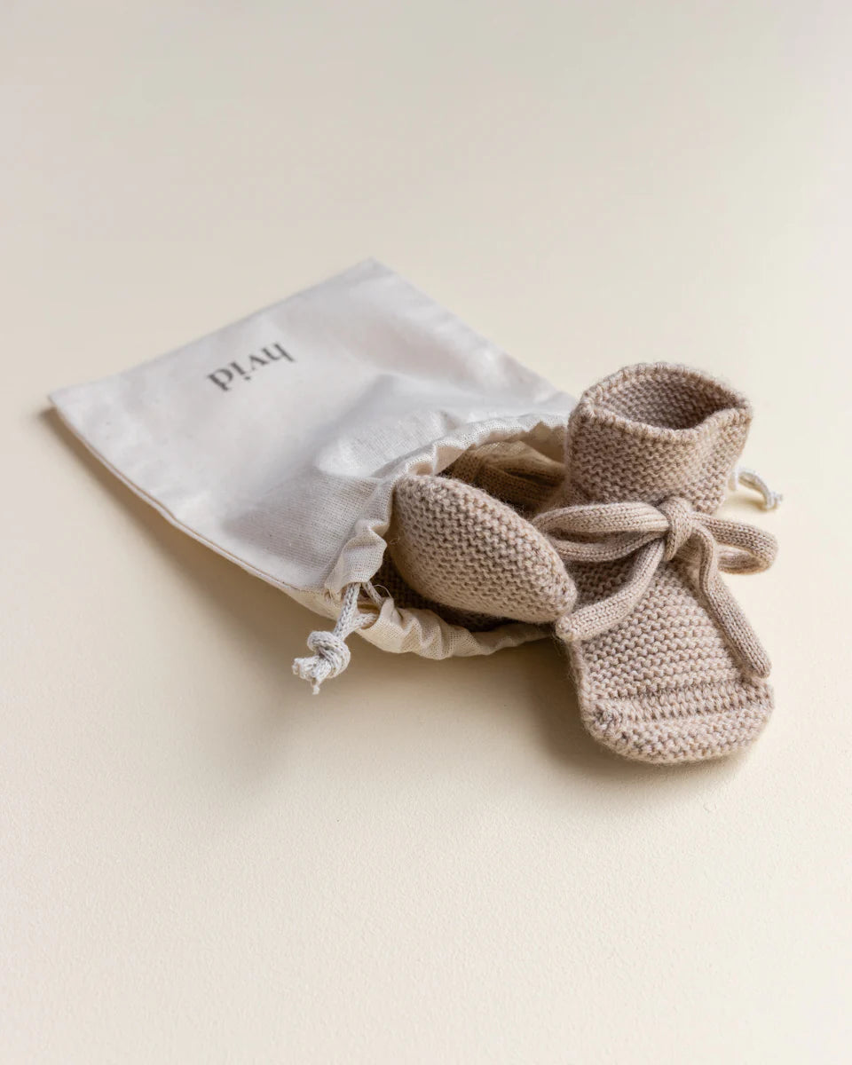 Hvid slofjes baby Booties Sand zandkleur