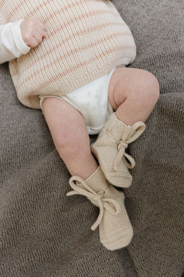 Hvid slofjes baby Booties Cream crème