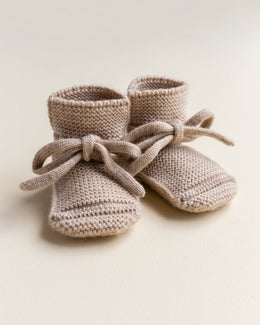 Hvid slofjes baby Booties Sand zandkleur