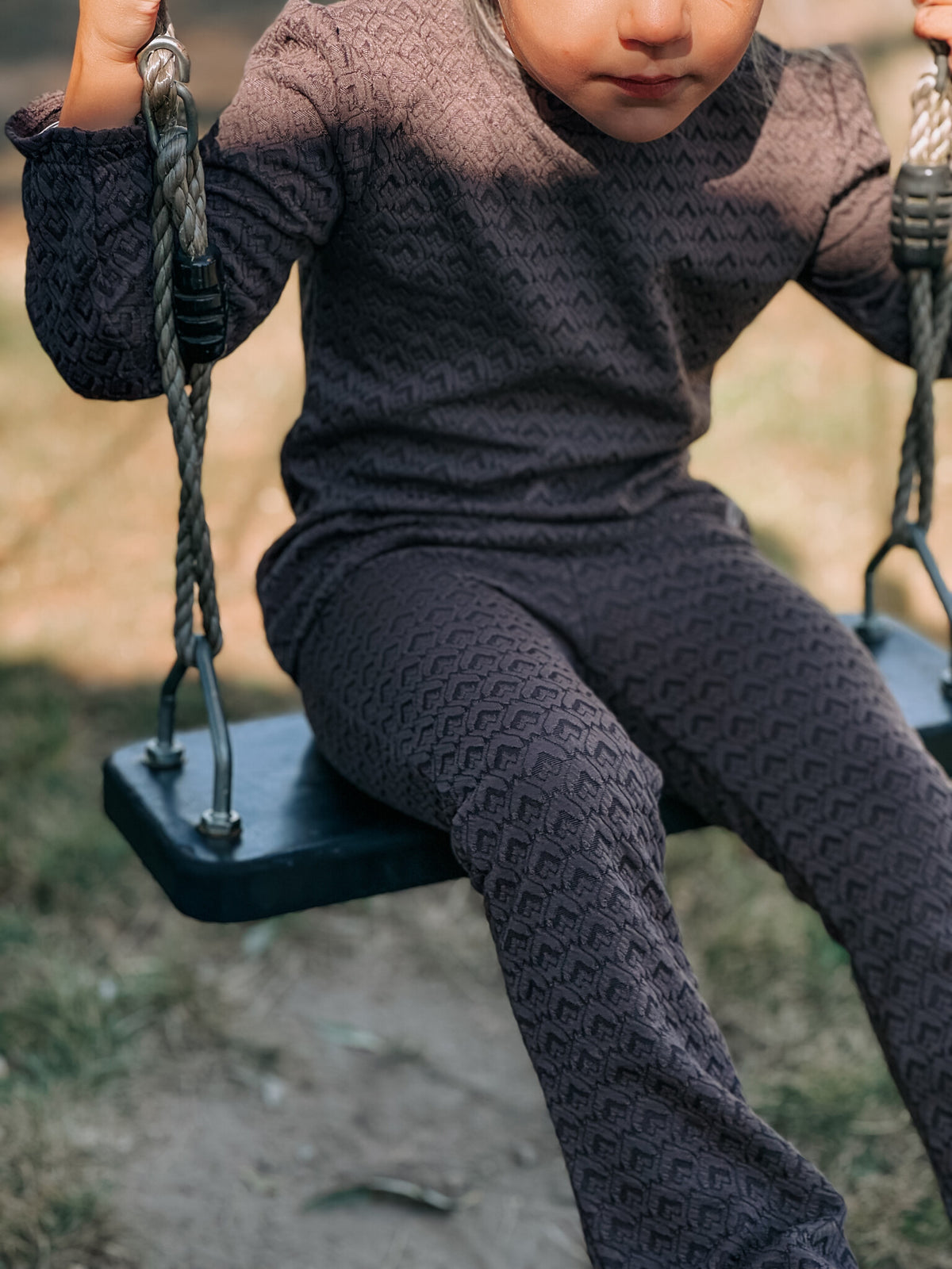 LEVV flared broek jongen Ville flared broek Mud Grey grijs