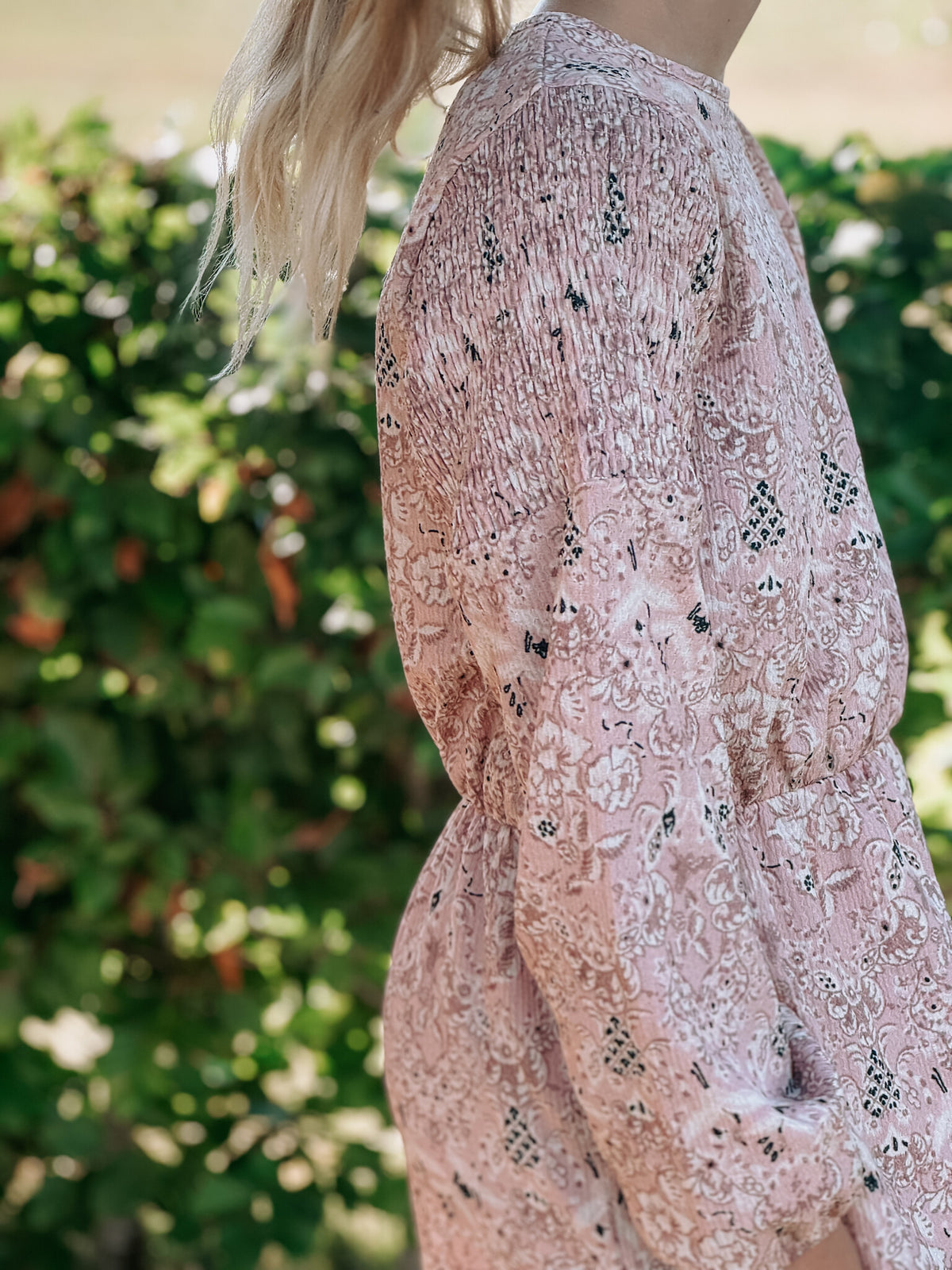 LEVV jurkje meisje Vachel jurk Pink Leaves roze met bladerenprint