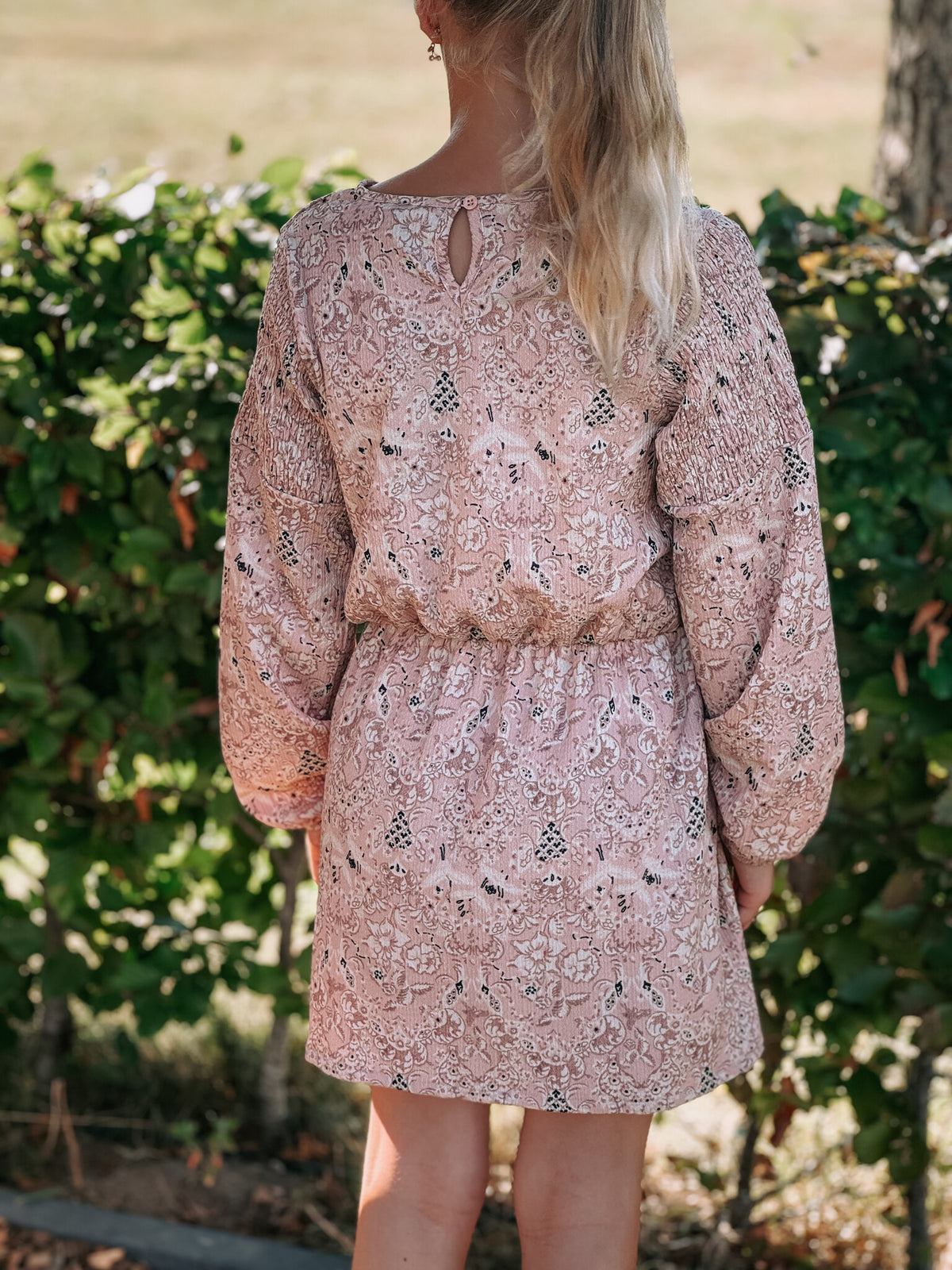 LEVV jurkje meisje Vachel jurk Pink Leaves roze met bladerenprint