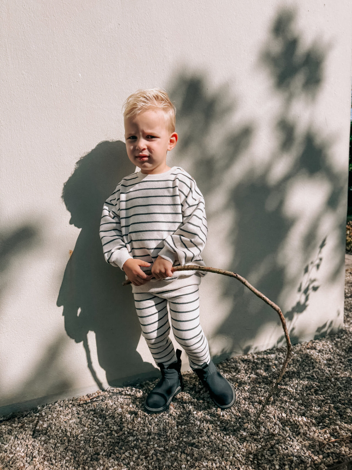 PLAY UP legging jongen Grafite gestreept (donkergrijs)