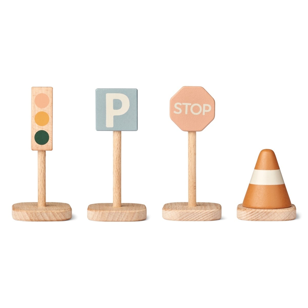 LIEWOOD verkeersborden speelgoed Village 4-pack Mustard Multi Mix geel