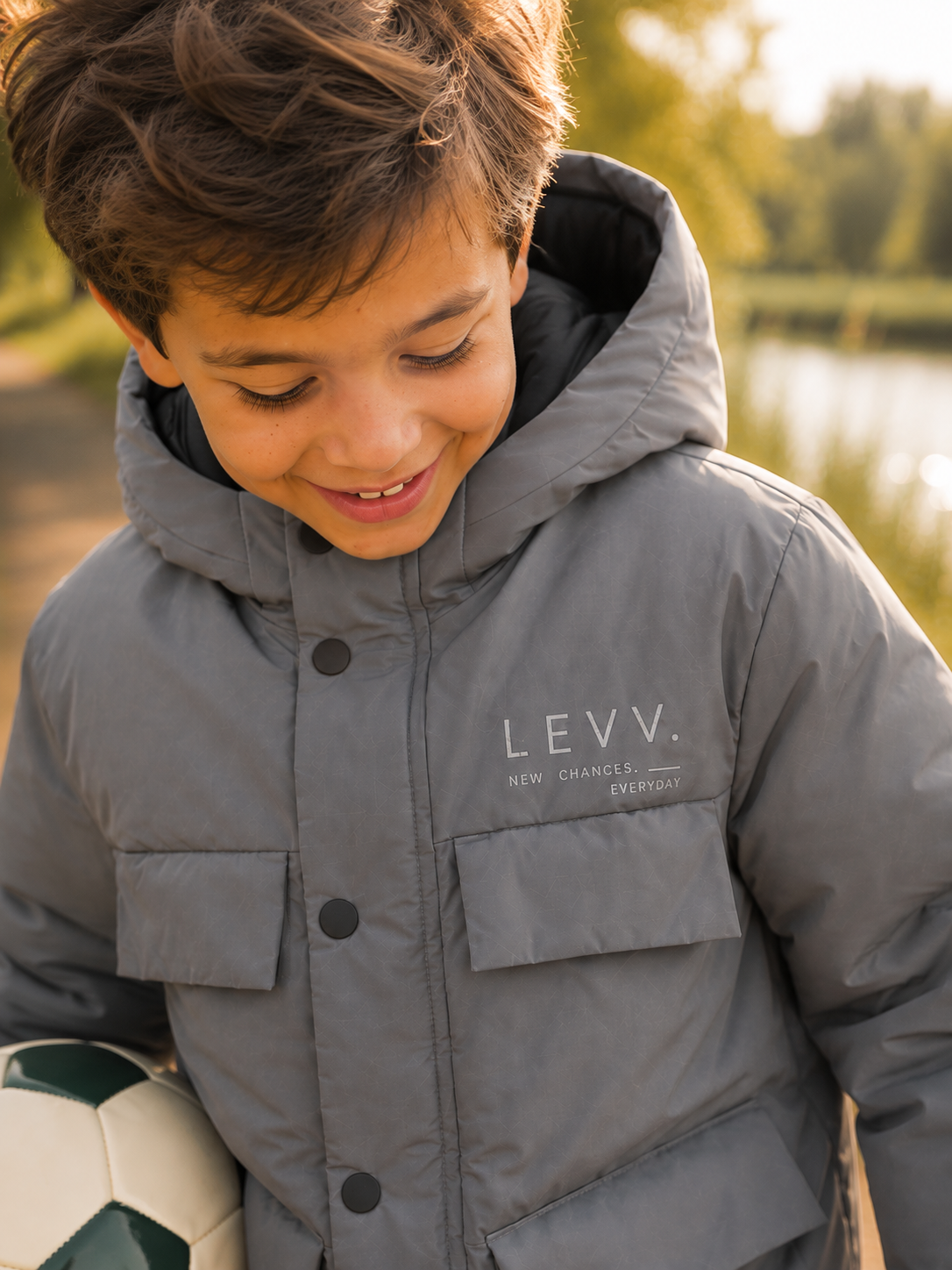 LEVV winterjas jongen Jacket Doug Soft Grey (lichtgrijs)