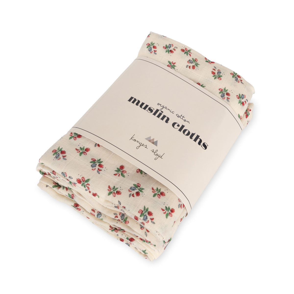 KONGES SLØJD hydrofiele doeken baby 3-pack mousseline GOTS Fleur Tricolore bloemen