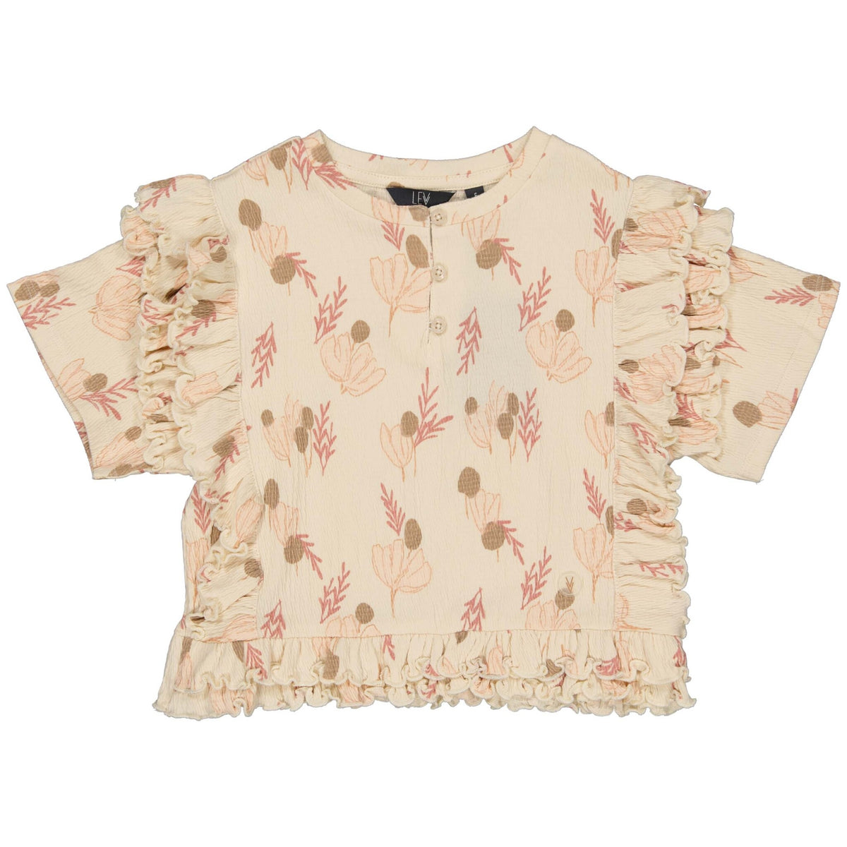 LEVV shirt meisje Shai T-shirt Pink Leaves roze met bladerenprint