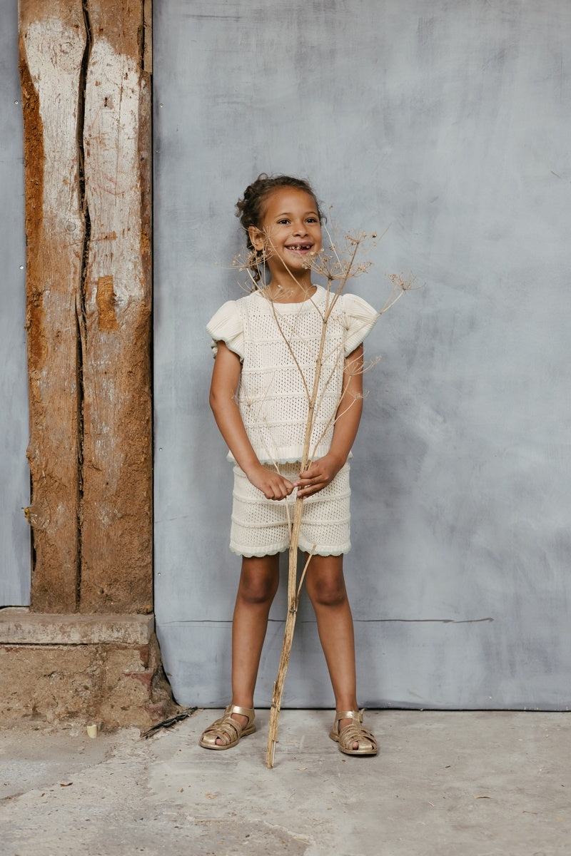 LEVV shirt meisje Shenna T-shirt Off White crème