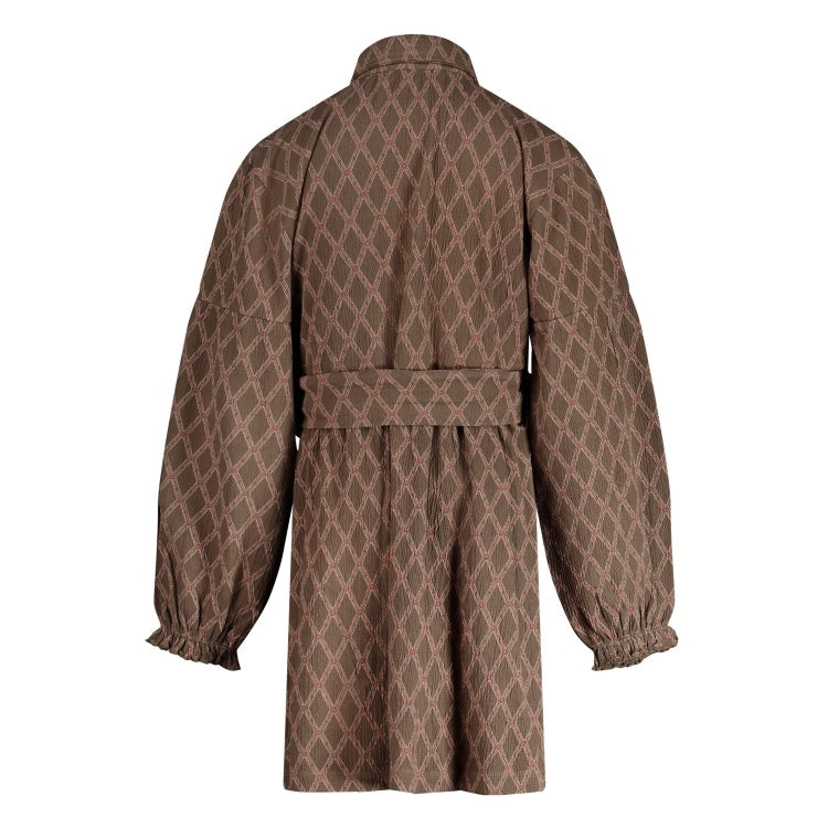 LEVV jurkje meisje Vajen jurk Taupe Lines taupe met strepen