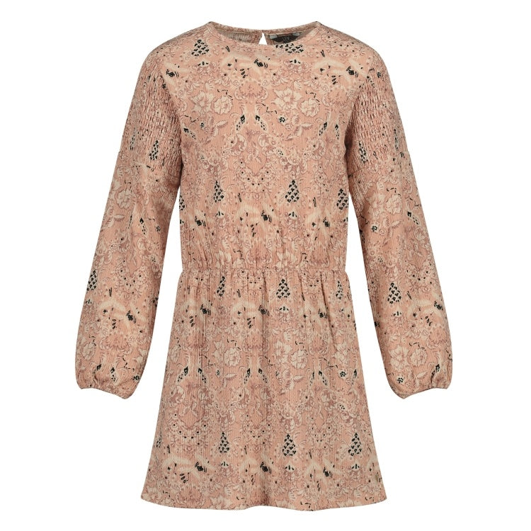 LEVV jurkje meisje Vachel jurk Pink Leaves roze met bladerenprint