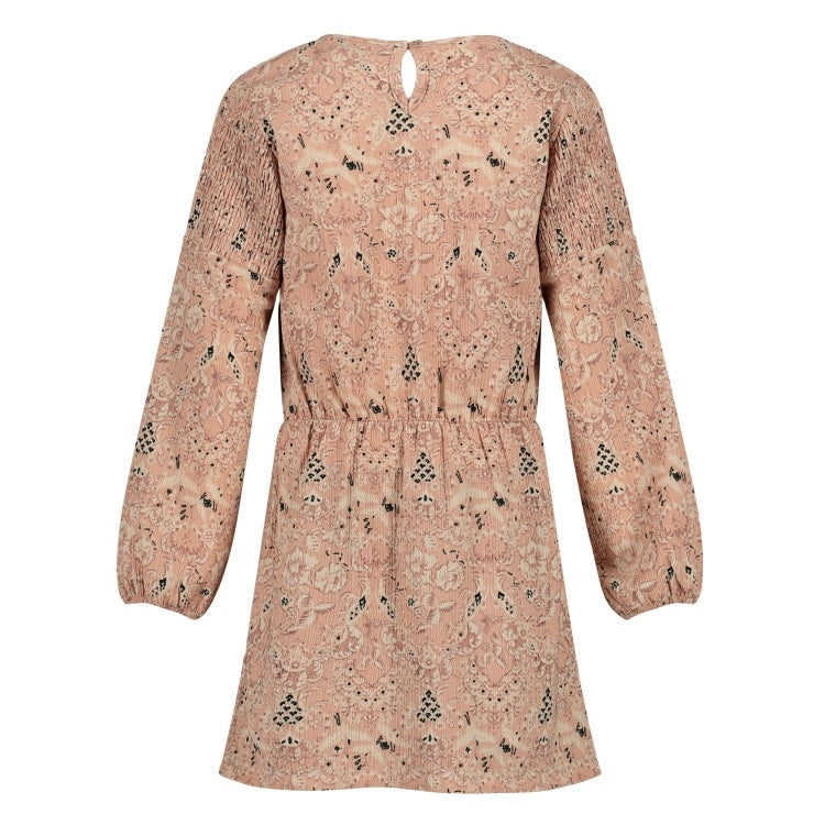LEVV jurkje meisje Vachel jurk Pink Leaves roze met bladerenprint