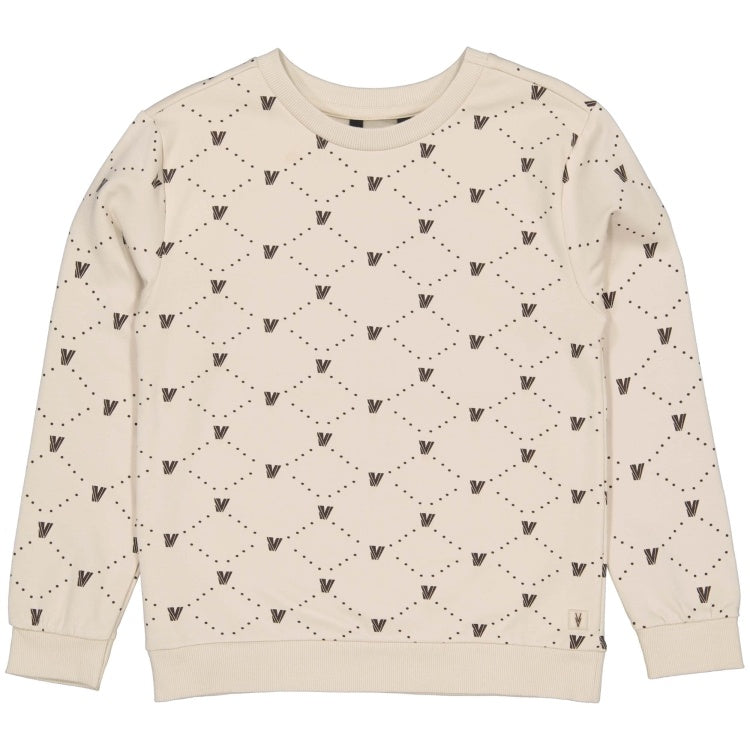 LEVV sweater jongen Varick sweater White Graphic wit met print